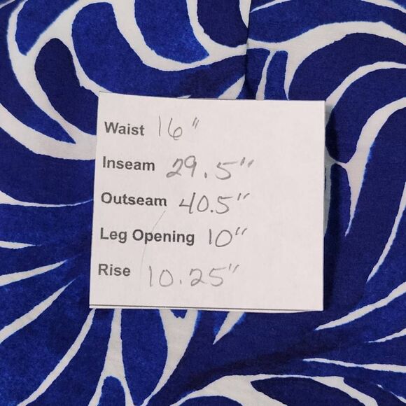 H&M Blue Print Wide Leg Pants Size 12 Blue and White Print Resortwear Pants - Picture 9 of 9